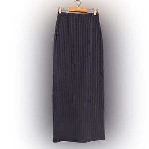 MISSGUIDED RIBBED MIDI SKIRT - SLATE BLUE